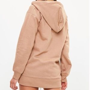 NWT Missguided Camel Nude Tan Long Hoodie Brown S